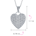 Large CZ Puff Heart Shape Pendant Necklace Silver Filigree - Image 4