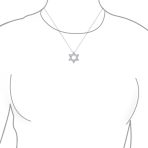 Cubic Zirconia CZ Pave Judaica Star Of David Pendant Necklace Sterling Silver - Image 3