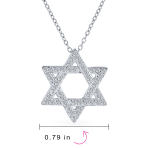 Cubic Zirconia CZ Pave Judaica Star Of David Pendant Necklace Sterling Silver - Image 4