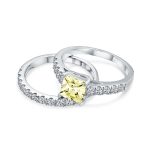 Classic 3CT Cubic Zirconia CZ Princess Cut Solitaire Engagement Ring Set Pave Band Sterling Silver - Image 4