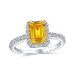 Art Deco Style 3CT Halo CZ Emerald Cut Engagement Ring .925 Sterling Silver - Image 4