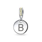 Initial Alphabet Bead Charm Yellow Crystal Accent Dangle for European Bracelet - Image 2