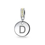 Initial Alphabet Bead Charm Yellow Crystal Accent Dangle for European Bracelet - Image 4