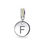 Initial Alphabet Bead Charm Yellow Crystal Accent Dangle for European Bracelet - Image 6