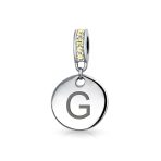 Initial Alphabet Bead Charm Yellow Crystal Accent Dangle for European Bracelet - Image 7