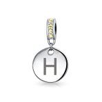 Initial Alphabet Bead Charm Yellow Crystal Accent Dangle for European Bracelet - Image 8