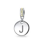 Initial Alphabet Bead Charm Yellow Crystal Accent Dangle for European Bracelet - Image 10