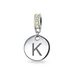 Initial Alphabet Bead Charm Yellow Crystal Accent Dangle for European Bracelet - Image 11