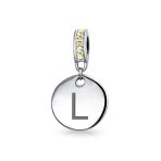 Initial Alphabet Bead Charm Yellow Crystal Accent Dangle for European Bracelet - Image 12