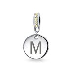 Initial Alphabet Bead Charm Yellow Crystal Accent Dangle for European Bracelet - Image 13