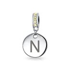 Initial Alphabet Bead Charm Yellow Crystal Accent Dangle for European Bracelet - Image 14