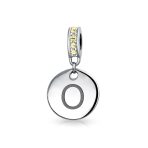 Initial Alphabet Bead Charm Yellow Crystal Accent Dangle for European Bracelet - Image 16