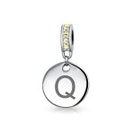 Initial Alphabet Bead Charm Yellow Crystal Accent Dangle for European Bracelet - Image 17