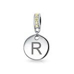 Initial Alphabet Bead Charm Yellow Crystal Accent Dangle for European Bracelet - Image 18