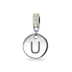 Initial Alphabet Bead Charm Yellow Crystal Accent Dangle for European Bracelet - Image 21