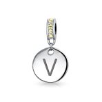 Initial Alphabet Bead Charm Yellow Crystal Accent Dangle for European Bracelet - Image 22