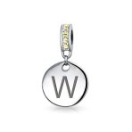 Initial Alphabet Bead Charm Yellow Crystal Accent Dangle for European Bracelet - Image 23