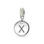 Initial Alphabet Bead Charm Yellow Crystal Accent Dangle for European Bracelet - Image 24