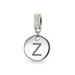 Initial Alphabet Bead Charm Yellow Crystal Accent Dangle for European Bracelet - Image 26