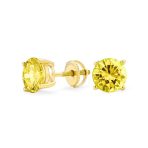Round Brilliant Cut CZ Stud Earrings Screw Back Rose Gold Sterling Silver 5-9 MM - Image 6