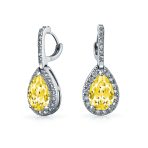 Classic 7CT Aqua Blue Cubic Zirconia CZ Large Teardrop Earrings Hinge Clip Closure - Image 6