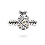 Tropical Pineapple Charm Bead Golden CZ for European Bracelets Sterling Silver - Image 2