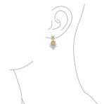 Cocktail Leaf Motif Cubic Zirconia Black White CZ Chandelier Clip-On Earrings - Image 11