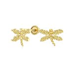 Tiny Aquamarine Cubic Zirconia CZ Butterfly Stud Earrings 14K Gold Screw-back - Image 3