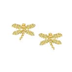 Tiny Aquamarine Cubic Zirconia CZ Butterfly Stud Earrings 14K Gold Screw-back - Image 6