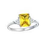Past Present Future 3CT Pink Princess Cut CZ Engagement Ring Trillion Side Stones Sterling Silver