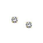 14K Yellow Gold .25CT Round Cubic Zirconia CZ Stud Earrings - Image 6