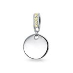 Initial Monogram Crystal Dangle Charm Bead Sterling Silver Birthstone Colors - Image 3