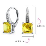 2CT Imitation Pink Tourmaline Solitaire Square CZ Drop Earrings Silver - Image 12