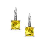 2CT Imitation Pink Tourmaline Solitaire Square CZ Drop Earrings Silver - Image 6