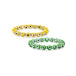 Set of 2 Evil Eye Glass Bead Stretch Bracelets with Crystal Accents - Image 2