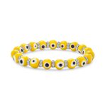 Colorful Turkish Glass Bead Evil Eye Stretch Bracelet with Crystal Spacers - Image 7