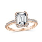 Art Deco Style 3CT Halo CZ Emerald Cut Engagement Ring .925 Sterling Silver - Image 3