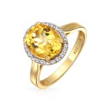 Classic Oval Gemstone Halo Statement Ring 3CT CZ Citrine, Zircon14K Gold Plated .925 Sterling Silver - Image 2
