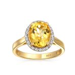 Classic Oval Gemstone Halo Statement Ring 3CT CZ Citrine, Zircon14K Gold Plated .925 Sterling Silver - Image 3