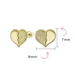 Minimalist 10K Yellow Gold Split Heart Stud Earrings with Secure Screw Back 8MM - Image 4