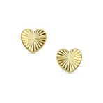 Minimalist 10K Yellow Gold Heart Stud Earrings with Secure Screw Back, 4MM - Image 2