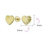 Minimalist 10K Yellow Gold Heart Stud Earrings with Secure Screw Back, 4MM - Image 4