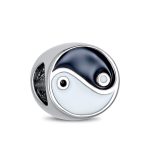 YYang Charm Bead Sterling Silver for European Bracelet - Black & White Balance