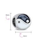 YYang Charm Bead Sterling Silver for European Bracelet - Black & White Balance - Image 3