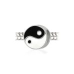 YYang Charm Bead Sterling Silver for European Bracelet - Black & White Balance - Image 2