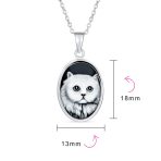 Vintage Antique Style Black Onyx Cat Cameo Pendant Necklace in Sterling Silver - Image 4