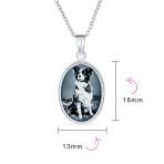 Vintage Antique Style Black Onyx Puppy Dog Cameo Pendant Necklace Silver - Image 4