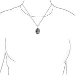 Cat Cameo Pendant Necklace Kitten Portrait Black CZ Two Tone .925 Sterling Silver - Image 3
