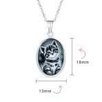 Cat Cameo Pendant Necklace Kitten Portrait Black CZ Two Tone .925 Sterling Silver - Image 4