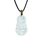 Yogi Protection Amulet Jade Buddha Pendant Necklace Black Cord 16-24 Inch